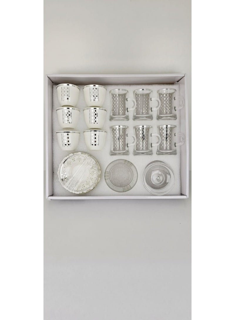 Radin Tea & Coffe Set of 18 Pieces Tea Cups With Soucers Cawa Cups Traditional Arabian Design Cups for Tea Coffee Perfect for Home And Office - Image 2